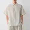 Camiseta de Mezcla de Lino de Alta Tecnología para Viajero Momaik para Hombre Nuevo Estilo Verano 2026 Media Abierta Manga Corta para Hombre 75971