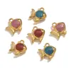 Joyería de Acero Inoxidable Lindo Dibujo Animado Colgante Pequeño Peces con Goteo de Aceite Dorado Colgante para Collar Pulsera Bolso