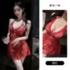 Lingerie sexy Guiruo, desejo puro, sem costas, gola halter, amarração, renda leve, transparente, camisola sedutora com decote V profundo 7353