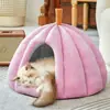 Cama para gatos adecuada para todas las estaciones, cama para gatos y perros, nido cerrado para dormir para gatos, escondite seguro, nido grueso para mascotas con forma de calabaza