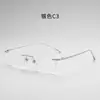 Óculos Sem Aro de Titânio Puro para Negócios Danyang Ultra-Leves Sem Aro Lentes Transparentes Armação Quadrada Óculos de Miopia Masculinos para Negócios Danyang