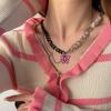 Collar de Mariposa Rosa con Cadena Negra para Mujer Dulce Cool ins Hip Hop Spice Girl Cadena para Suéter Nicho Accesorios de Lujo Ligero