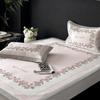 Conjunto de Três Peças de Tapete de Seda de Gelo de Verão Saia de Cama Lavável Dormir Nu Fresco Tapete Floral Condicionado Macio