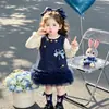 Conjunto de Vestido para Niña Primavera y Otoño Nuevo Estilo Coreano Bebé Niña Conejo de Chenilla Chaleco de Policía Vestido