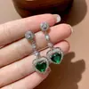 Nuevos Earrings de Celebridad de Internet para Venta en Vivo Temperamento Caibao 0 Esmeralda Sintética Turmalina Pendientes Largos Pendientes Joyería para Orejas de Mujer