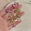 Brincos Longos com Franjas Coloridas Misturadas, Estilo Verão, Agulha Banhada a Prata, Cristal de Vidro Doce Feito à Mão com um Toque de Luxo