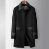 Casaco Masculino para Outono e Inverno, Comprimento Médio, com Forro de Penugem de Ganso Removível, Trench Coat de Lã de Negócios de Luxo de Alta Qualidade, Moderno