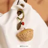 Pingente de Bolsa Estilo Vintage de Frutas Vegetais Naturais Chaveiro de Sementes de Bodhi Feito à Mão Novo Ornamento de Bolsa Artístico Estilo Chinês