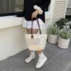 Vacaciones de Verano en la Playa Tejido de Paja 2026 Nueva Moda Versátil Bolso de Hombro Tote Cubo para el Trabajo