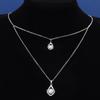 Collar de Cadena para Clavícula de Doble Capa con Zirconia Microincrustada en Forma de Gota de Agua Dongdaemun New Moda para Mujer Estilo Lujo Ligero Elegante Venta al por Mayor