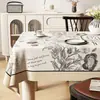Mantel vintage estilo francés, impermeable y resistente al aceite, lavable, mantel rectangular, estilo de mediados de siglo, lujo ligero, mantel de comedor con ambiente de alta gama