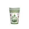 Árbol de Navidad de Acebo Fiesta Navideña Juego Desechable de Platos y Vasos de Papel Decoración de Mesa Mantel Banderines Cena Festiva
