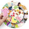50 pegatinas de muñeca jellycat de dibujos animados pintadas a mano para cuenta manual, tarjetas goo, tazas decorativas, refrigerador impermeable, pegatinas para casco