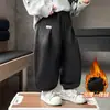 Calças de Pelúcia Outono Inverno para Meninos Peça Única de Lã Esportiva Casual 2026 Novo Estilo Bebê Calças de Moletom Degradê de Inverno