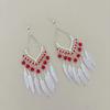 Pendientes de Aleación de Plata Imitación Estilo Étnico Retro Miao Pendientes con Calados Geométricos y Borlas Vacaciones en Yunnan Bohemio