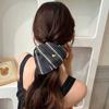 Anillo para el cabello cuadrado a rayas estilo bloguero de Corea del Sur, anillo para el cabello con forma de nicho de tela, banda para el cabello de cabeza alta que combina con todo, accesorios para el cabello