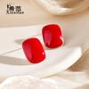 Pendientes de botón ovalados con esmalte rojo estilo Hong Kong vintage de plata esterlina s925, pendientes de moda de alta calidad para mujer, otoño e invierno exquisitos