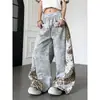 Pantalones Casuales Rectos con Estampado de Diseño Americano High Street 2026 para Hombres y Mujeres Verano Nueva Moda Pantalones de Guadaña Adelgazantes