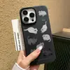 Funda Negra Genial Estilo Ins con Estampado de Gato Adecuada para iPhone 17 y Apple 16, Funda de Protección Completa, Suministro Directo de Fábrica