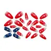 Parches de Manicura de Longitud Media con Forma de Almendra Rojos y Azules Parches para Uñas del Día de la Independencia Parches de Manicura Degradado de Estrellas Difuminados