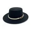 Nuevo Sombrero de Fieltro para Mujer Moda Otoño e Invierno Sombrero Francés de Ala Plana con Cadena Estilo Retro Británico Sombrero de Jazz