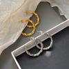 Pendientes de Anillo con Textura Metálica Simple Diseño de Nicho Irregulares Hechos a Mano Patrón Martillado Pendientes Exagerados para Mujer Plata de Ley 925
