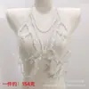 Trajes de baño de color sólido europeos y americanos transfronterizos para mujer, Bikinis de playa, Cadenas para el cuerpo, Ropa al por mayor hecha a mano con cristal y perlas