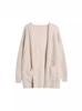 Casaco de Pelúcia Imitação de Visom com Capuz Leite Fufu Feminino Outono e Inverno Comprimento Médio Solto Estilo Preguiçoso Cardigan de Tricô para Mulheres