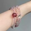 Cristal de Fresa Natural 4mm Pulsera Planeta Multi-Tesoro Pulsera Multi-Círculo Cuentas de Buda de Cristal Blanco Collar Rosario Moda para Mujer