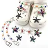 Charms para sapato Croc DIY corrente de pulseira de flor de pérola tridimensional flor de sapato estilo balé removível acessório de sapato decoração