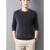 Nova Blusa de Moletom Jacquard Acolchoada Outono 2025 Moda Masculina Casual Manga Longa Camiseta Camada Base Masculina de Outono