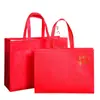 Todo va Bien Gruesa Impermeable No Tejida Bolsa de Regalo Roja Festiva Ecológica Bolsa Tote Bolsa de Regalo para Té Tabaco Alcohol