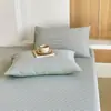 Fundas de almohada de algodón puro teñido en hilo y lavadas, clase A, un par para uso doméstico, fundas de almohada individuales para dormitorio de estudiante, pieza única