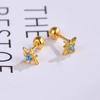 Pendientes de plata S925 con forma de uña para mujer, con diseño de estrella de diamante, sencillos, pequeños y frescos, con forma de uña, a la moda, sin aros.