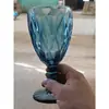 Copa de Vino Tinto Vintage de Vidrio con Relieve de Diamantes de Colores Copa Corta Engrosada Resistente al Calor para el Hogar Copa de Champán de Vidrio Estilo Europeo