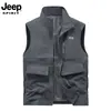 Chaleco para Hombre JEEP SPIRIT con Cuello Alto y Múltiples Bolsillos Chaleco Casual para Exteriores de Pesca Chaleco de Secado Rápido