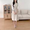 Vestido elegante de contraste de color con temperamento francés de Corea del Sur