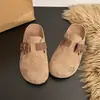 Zapatos de mujer estilo Birkenstock con suela gruesa, diseño con sentido, semi-slip-on, nuevos 2026 primavera y otoño, para exteriores, de un solo paso, zapatillas retro de punta cerrada