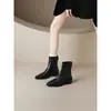 Botines de Tobillo para Mujer 2026 Otoño Nuevo Estilo Retro Francés de Commute, Puntera Cuadrada, Botines Individuales, Tacón Grueso, Cómodos, Versátiles, Botas Adelgazantes