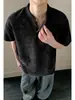 Camiseta Retro Americana de Manga Corta para Hombre con Cuello Mao y Cuello Alto, Nuevo Estilo de Verano Marca de Moda, Fresca y Elegante, Corte Holgado, Talla Grande Top de Manga Media