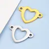 Pulido Acero Inoxidable Hueco Corazón Conector Pulsera Colgante Encanto en Forma de Corazón Accesorios para Joyería DIY Accesorios para Collares