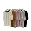Primavera y Verano Nuevo Estilo Coreano Holgado Estilo para Ir al Trabajo Coreano Dongdaemun Color Fresco Pequeño Combinación de Colores Cuello Redondo Versátil de Punto de Manga Corta