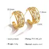 Brincos Vazados Versáteis Estilo Francês Vintage para Mulheres, Luxo Leve com Múltiplas Camadas Cravejados com Diamantes em Formato C, Design de Alto Padrão, Brincos de Tarraxa Versáteis da Moda