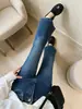 Versión Doble~Pantalones de Pierna Larga Elásticos en Cuatro Direcciones Ligeramente Acampanados para Mujer 26 Nuevo Otoño Temprano Jeans de Cintura Alta Adelgazantes H081504