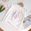 Camiseta de algodón de manga corta para niña, nueva de verano para niños, cuello redondo, estilo western de dibujos animados, camiseta de manga corta para niña