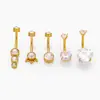 Moda europea y americana nuevo anillo para ombligo de acero inoxidable 316L incrustado con circonita clavo para ombligo joyería para piercing corporal
