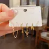 Pendientes de Cadena de Zirconia Exagerada con Forma de Ola Transfronterizos Europeos y Americanos Set de Pendientes Colgantes Exquisitos Modernos Sentido de Diseño de Lujo Ligero para Mujer