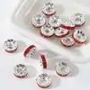 Anéis Coloridos com Diamantes em Cobre Banhado a Ouro, Contas Espaçadoras, Contas de Roda Artesanais Incrustadas com Diamantes, Acessórios para Joias de Pulseira e Colar DIY, Contas Soltas