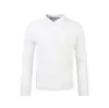"Camiseta Elegante Vintage Estilo Old Money de Malha Fina para Outono com Listras Verticais 3D e Gola Henley de Três Botões"