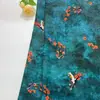 Tela estampada Xiangyunsha de rayón con bloques de color vintage de gato civeta y flor de ciruelo para vestidos de mujer, cheongsams y blusas
